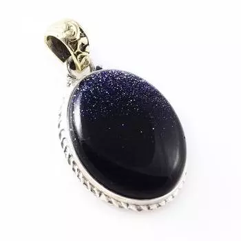 Natural Blue Sunstone Gemstone 925 Solid Sterling Silver Gift Pendant 1.5 O4S46