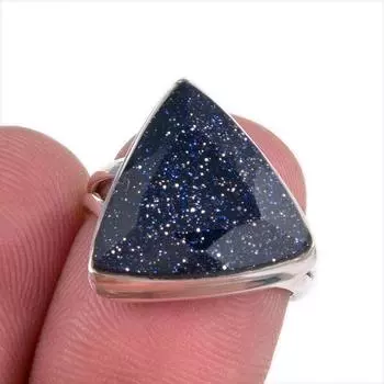 Natural Blue Sunstone Gemstone 925 Solid Sterling Silver Jewelry Ring S.6 G4J96