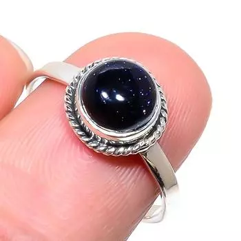 Natural Blue Sunstone Gemstone Handmade 925 Sterling Silver Gift Ring S.9 D9Q89