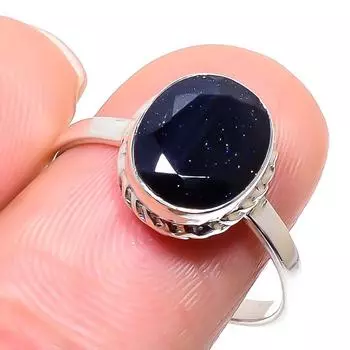 Natural Blue Sunstone Gemstone Handmade 925 Sterling Silver Gift Ring S.10 i6j51