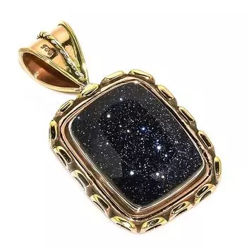 Natural Blue Sunstone Two Tone 925 Solid Sterling Silver Gift Pendant 1.50 N3s33