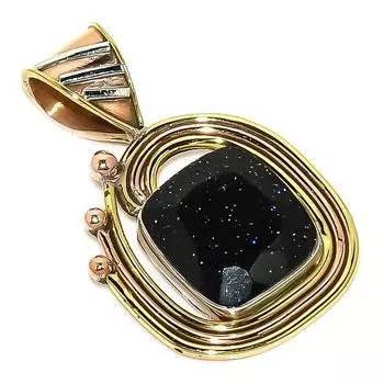 Natural Blue Sunstone Two Tone 925 Solid Sterling Silver Gift Pendant 1.50 l0y33
