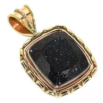 Natural Blue Sunstone Two Tone 925 Solid Sterling Silver Gift Pendant 1.50 c7m04