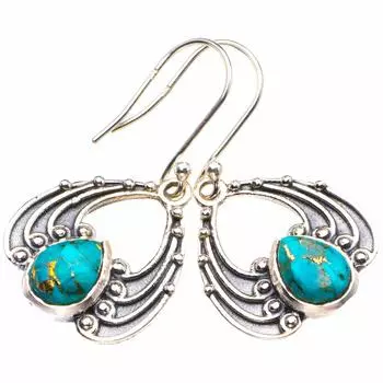 Natural Blue Toapz Handmade 925 Sterling Silver Earrings 1.5 D3759