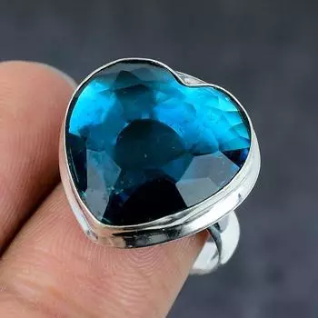 Natural Blue Topaz Gemstone 925 Sterling Silver Jewelry Ring Size 9 T2B95