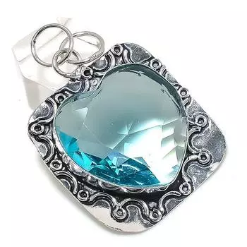 Natural Blue Topaz Gemstone 925 Sterling Silver Jewelry Pendant 2.17 z7a14