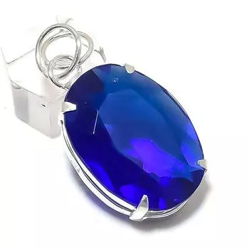 Natural Blue Topaz Gemstone 925 Sterling Silver Jewelry Pendant 1.89 p6j90
