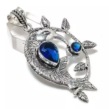 Natural Blue Topaz Gemstone 925 Sterling Silver Jewelry Pendant 2.56 v1b65