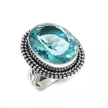 Natural Blue Topaz Gemstone 925 Sterling Silver Jewelry Ring Size 10 Q1Y41