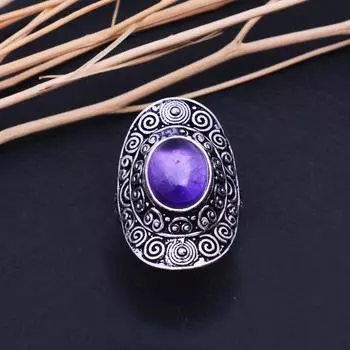 Natural Blue Topaz Gemstone Handmade 925 Sterling Silver Ring Size 8.5 J3k06