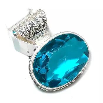 Natural Blue Topaz Gemstone Handmade 925 Sterling Silver Gift Pendant 1.62 b9v27