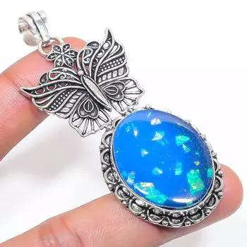 Natural Blue Triplet Opal 925 Sterling Silver Jewelry Pendant 2.96 y1L05