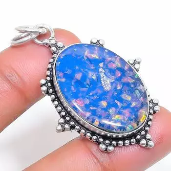 Natural Blue Triplet Opal 925 Sterling Silver Jewelry Pendant 2.05 a5H24