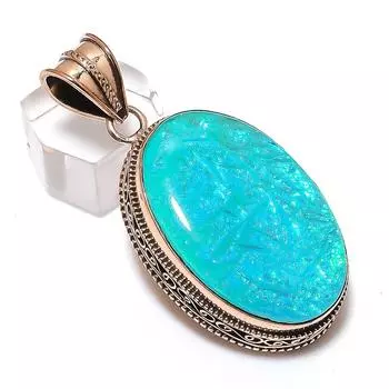 Натуральный голубой дуплет опала драгоценный камень ручной работы медная ювелирная подвеска 2,17 T0A05