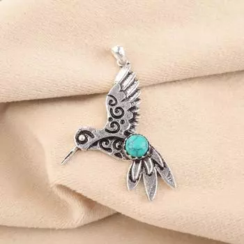 Natural Blue Turquoise Gemstone 925 Sterling Silver Jewelry Pendant1.8 For Gift CP-20-29