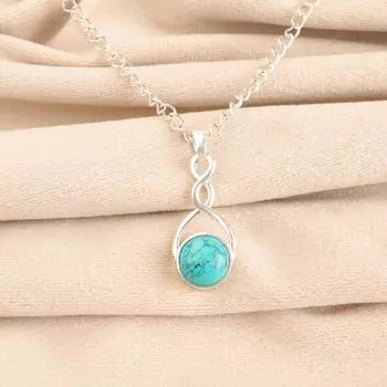 Natural Blue Turquoise Gemstone 925 Sterling Silver Jewelry Pendant Necklace CP-25-30
