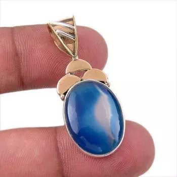 Natural Botswana Agate 925 Solid Sterling Silver Gift TwoTone Pendant 1.50 a2i45