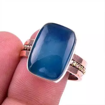 Natural Botswana Agate 925 Solid Sterling Silver Jewelry TwoTone Ring S.8.5 W0M39