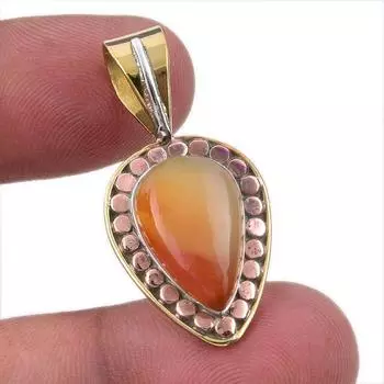 Natural Botswana Agate 925 Solid Sterling Silver Gift TwoTone Pendant 1.50 o3K22