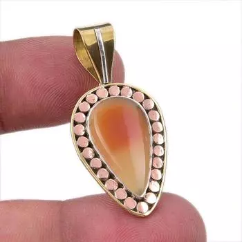 Natural Botswana Agate 925 Solid Sterling Silver Gift TwoTone Pendant 1.50 w3n22