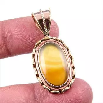 Natural Botswana Agate 925 Solid Sterling Silver Gift TwoTone Pendant 1.75 G2Z04