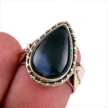 Natural Botswana Agate 925 Solid Sterling Silver Jewelry TwoTone Ring S.6.5 u2U58