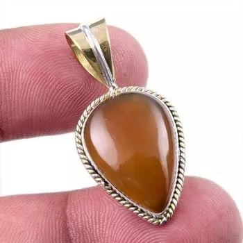 Natural Botswana Agate Gemstone 925 Solid Silver Two Tone Pendant 1.50 Z7j52