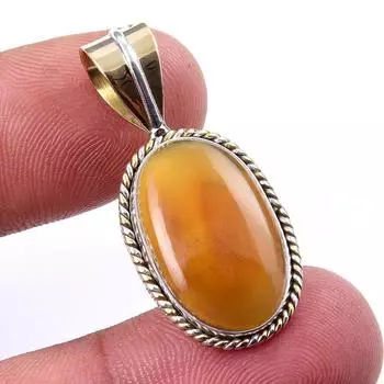 Natural Botswana Agate Gemstone 925 Solid Silver Two Tone Pendant 1.25 r4W17