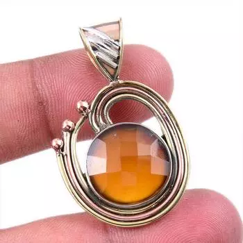 Natural Botswana Agate Gemstone 925 Solid Silver Two Tone Pendant 1.50 T6h95