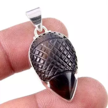 Natural Botswana Agate Gemstone 925 Solid Sterling Silver Gift Pendant 1.5 W9V22