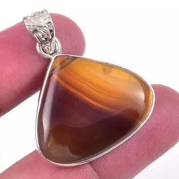 Natural Botswana Agate Gemstone 925 Solid Sterling Silver Pendant 1.25 J4s04