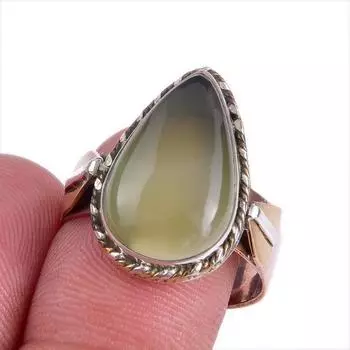 Natural Botswana Agate Gemstone Two Tone 925 Sterling Silver Ring Size 8.5 V8T20