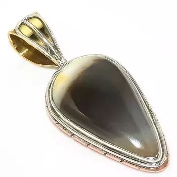 Natural Botswana Agate TwoTone 925 Solid Sterling Silver Gift Pendant 1.50 l7H15