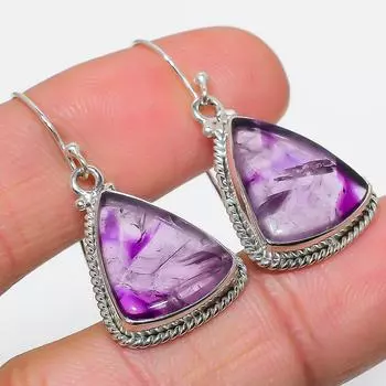 Natural Brazilian Amethyst Gemstone 925 Solid Sterling Silver Earring 1.50 O8O22