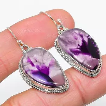Natural Brazilian Amethyst Gemstone 925 Solid Sterling Silver Earring 1.75 g7y14