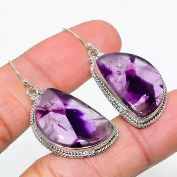 Natural Brazilian Amethyst Gemstone 925 Solid Sterling Silver Earring 1.75 i9S62