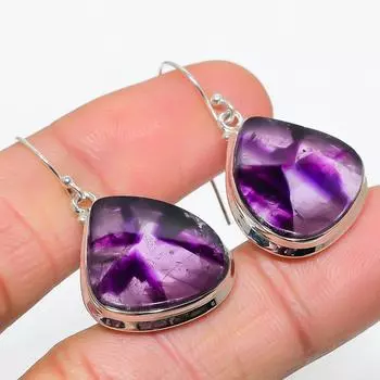 Natural Brazilian Amethyst Gemstone 925 Solid Sterling Silver Earring 1.75 Q5t48