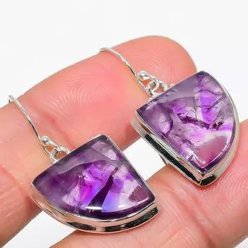 Natural Brazilian Amethyst Gemstone 925 Solid Sterling Silver Earring 1.50 h5M51