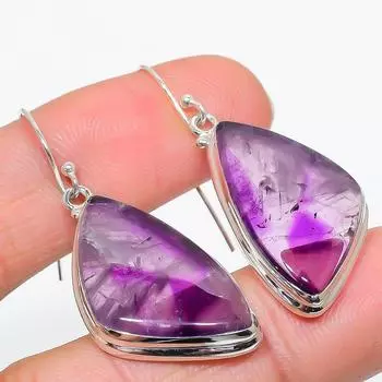 Natural Brazilian Amethyst Gemstone 925 Solid Sterling Silver Earring 1.75 z3j70