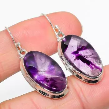 Natural Brazilian Amethyst Gemstone 925 Solid Sterling Silver Earring 1.50 K7J77