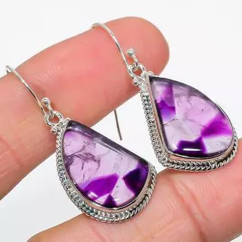 Natural Brazilian Amethyst Gemstone 925 Solid Sterling Silver Earring 1.75 M8s83
