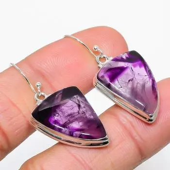 Natural Brazilian Amethyst Gemstone 925 Solid Sterling Silver Earring 1.75 u6K95