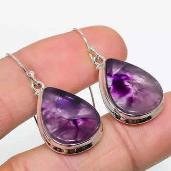 Natural Brazilian Amethyst Gemstone 925 Solid Sterling Silver Earring 1.50 H9r66