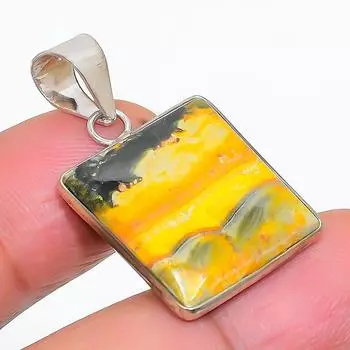 Natural Bumble Bee Jasper 925 Sterling Silver Jewelry Pendant 1.26 k0G64