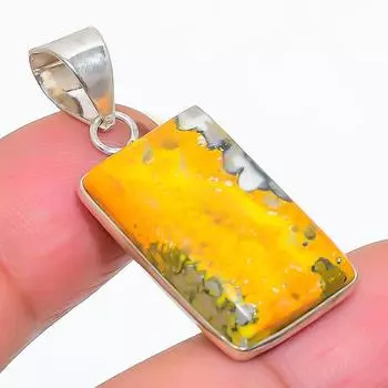 Natural Bumble Bee Jasper 925 Sterling Silver Jewelry Pendant 1.42 H9A33