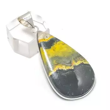 Natural Bumble Bee Jasper 925 Sterling Silver Jewelry Pendant 2.13 F3l73