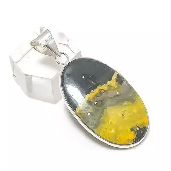 Natural Bumble Bee Jasper 925 Sterling Silver Jewelry Pendant 1.81 R9v75