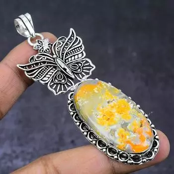 Подвеска из натурального драгоценного камня яшмы шмеля из стерлингового серебра 925 пробы 3,43 дюйма l8T65