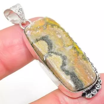 Natural Bumble Bee Jasper Gemstone 925 Sterling Silver Pendant 2.01 o0f76