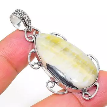 Natural Bumblebee Jasper Gemstone 925 Sterling Silver Gift Pendant 2.17 T3b18